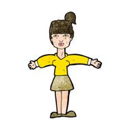 cartoon woman shrugging shoulders N428