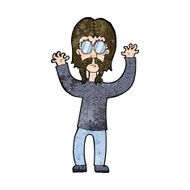 cartoon hippie man waving arms N7