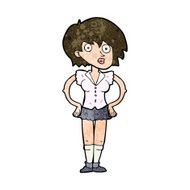 cartoon surprised woman with hands on hips N9