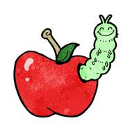 cartoon bug eating apple N16