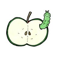 cartoon bug eating apple N17