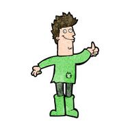 cartoon positive thinking man in rags N9