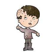 cartoon boy with growth on head N35