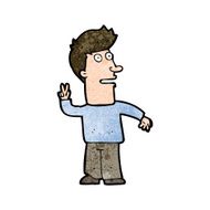 cartoon man making peace sign N9