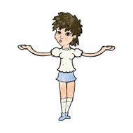 cartoon woman shrugging shoulders N431