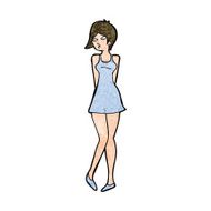 cartoon pretty woman in dress N44