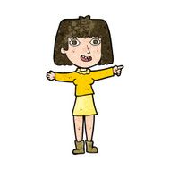 cartoon happy woman pointing N61