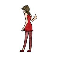 Cartoon Woman Waving N306