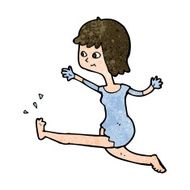 cartoon happy woman kicking N9