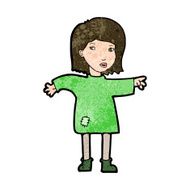 cartoon woman in patched clothing N10