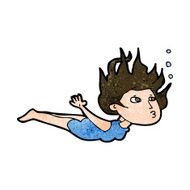 cartoon woman swimming underwater N9