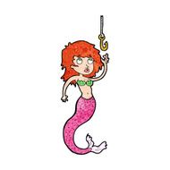 cartoon mermaid and fish hook N10