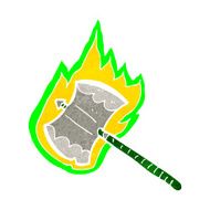 cartoon flaming axe N10