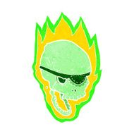 cartoon flaming pirate skull N11