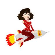 cartoon army pin up girl riding missile N7