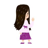 cartoon girl with pony shirt waving N10