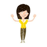 cartoon woman holding up hands N18