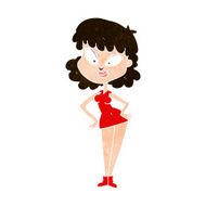 cartoon woman with hands on hips N198