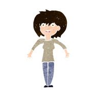 cartoon woman shrugging shoulders N435