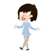 cartoon woman with open arms N88