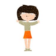 cartoon woman raising arms in air N9