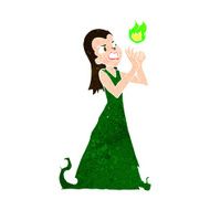 cartoon witch woman casting spell N10
