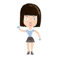 cartoon waving woman N127