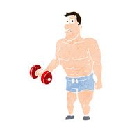 Cartoon Man Lifting Weights N20