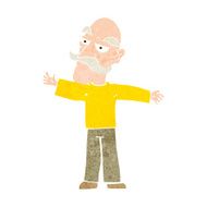 cartoon old man spreading arms wide N8