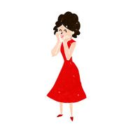 cartoon worried woman N72