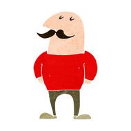 cartoon bald man with mustache N18
