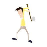 cartoon man swinging axe N10