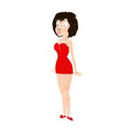 cartoon surprised woman in short dress N10