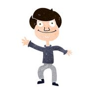 cartoon happy man waving N35