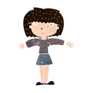 cartoon woman shrugging shoulders N436