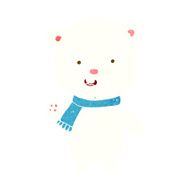 cartoon waving polar bear cub with scarf N3