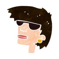 cartoon female face with glasses N9