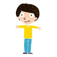 cartoon happy boy with open arms N18