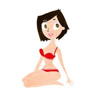 cartoon pretty woman in underwear N6