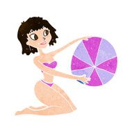 cartoon bikini girl with beach ball N9