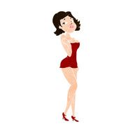 cartoon attractive woman in short dress N10