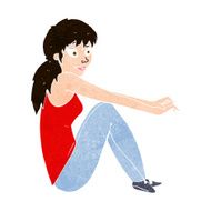 cartoon happy woman sitting N16