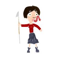 cartoon woman with spear sticking out tongue N8