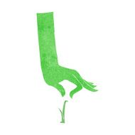 cartoon green hand picking blade of grass N4