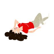 cartoon woman lying on floor N17