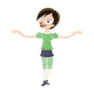 cartoon woman making open arm gesture N9