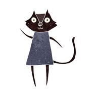 cute cartoon black cat waving N8