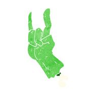 cartoon zombie hand making rock symbol N5