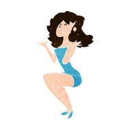 cartoon attractive woman sitting N10