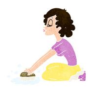 cartoon woman scrubbing floor N9
